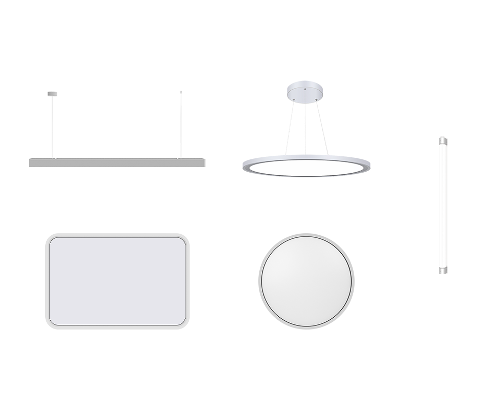 Different ceiling and pendant lighting designs shown in the original project material